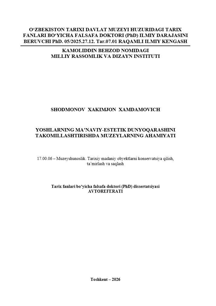 AVTOREFERAT - SHODMONOV XAKIMJON XAMDAMOVICH