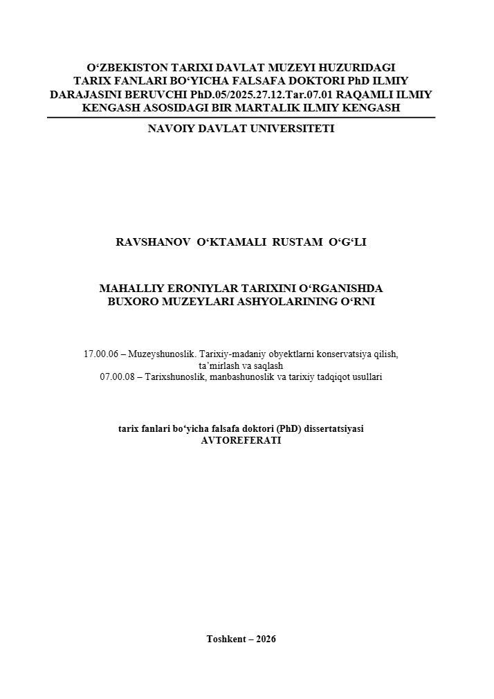 AVTOREFERAT - RAVSHANOV O‘KTAMALI RUSTAM O‘G‘LI